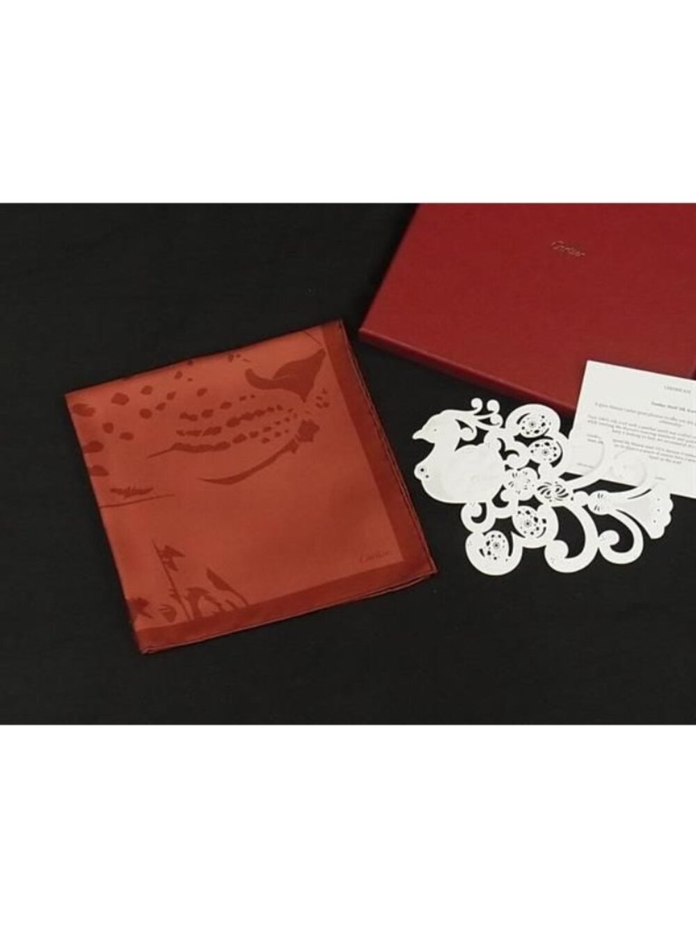 Cartier Silk 100% Scarf Bordeaux